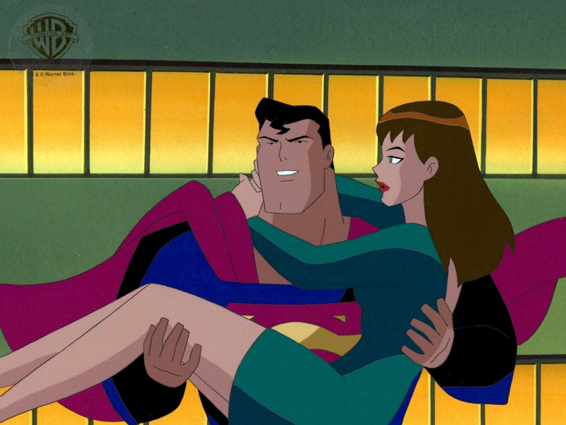 Superman The Animated Series Original Production Cel with Matching Drawing: Superman and Lana