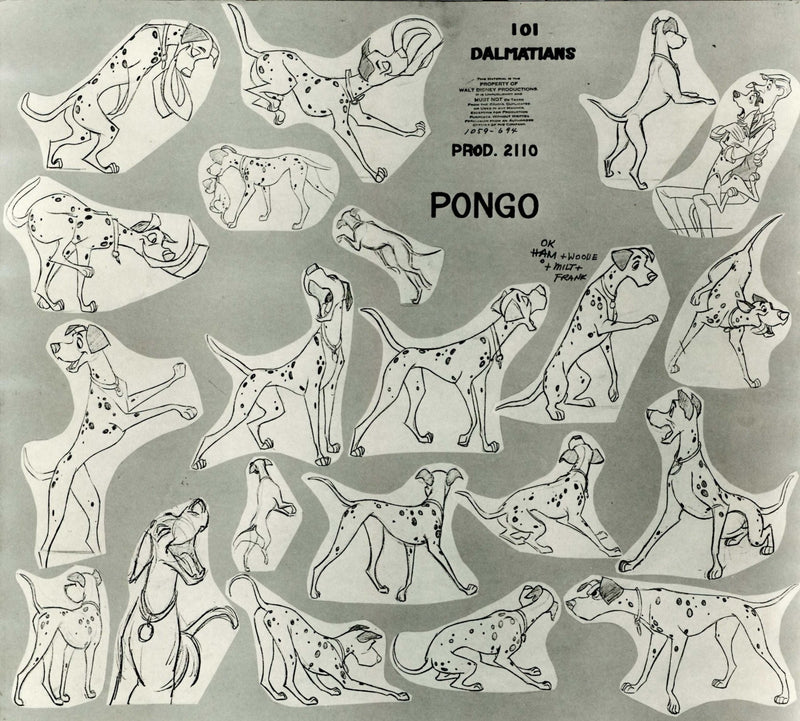 101 Dalmatians Original Production Model Sheet: Pongo - Choice Fine Art