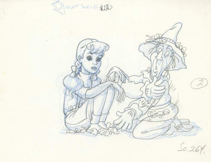 The Wizard of Oz Original Production Drawing: Dorothy and Scarecrow