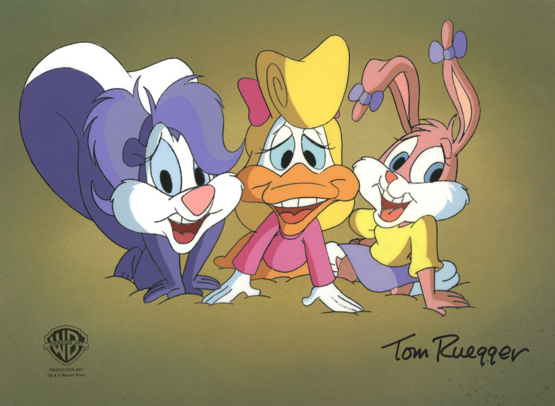 Tiny Toons Adventures Original Production Cel Signed by Tom Ruegger: Fifi, Shirley, and Babs