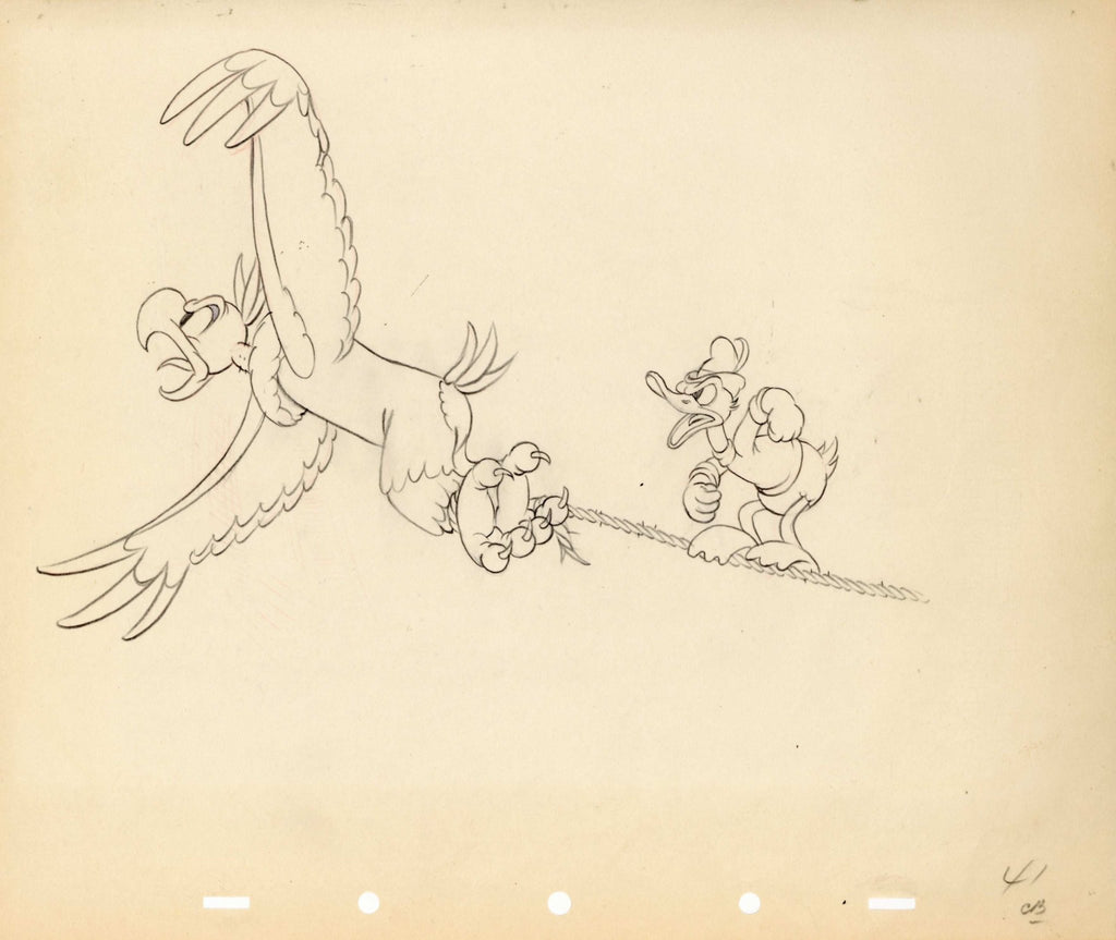 Alpine Climbers Original Production Drawing: Donald Duck and Eagle - Choice Fine Art