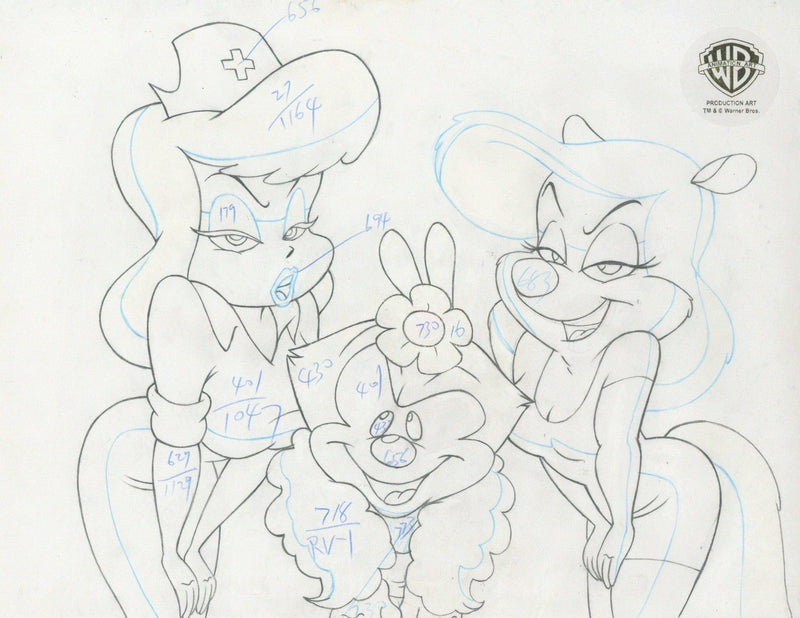 Animaniacs Original Production Cel with Matching Drawing: Nurse, Dot, and Minerva - Choice Fine Art