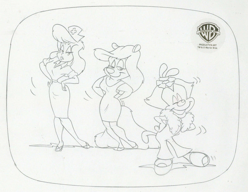 Animaniacs Original Production Drawing: Nurse, Minerva, and Dot - Choice Fine Art