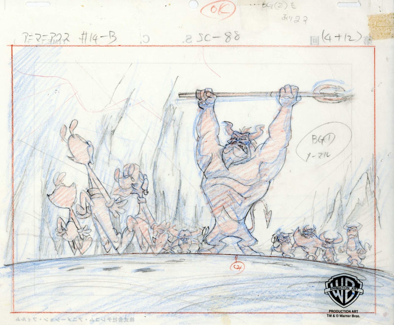 Animaniacs Original Production Drawing: Yakko, Wakko, Dot, and Satan - Choice Fine Art