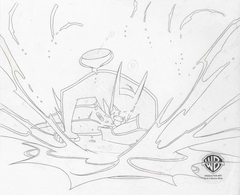 Batman Beyond Original Production Cel With Matching Drawing: Batman and Inque - Choice Fine Art