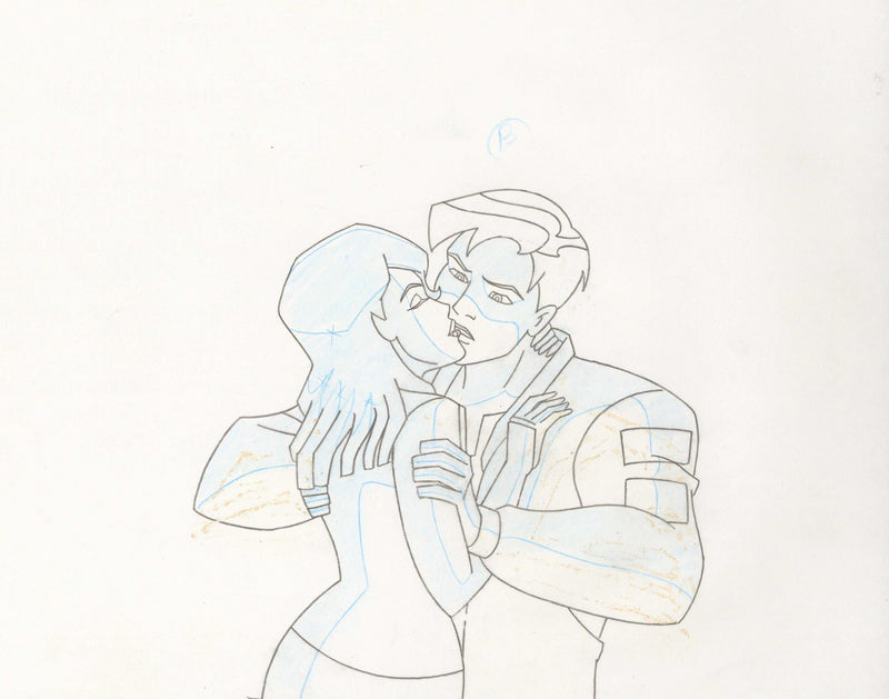 Batman Beyond Original Production Cel with Matching Drawing: Terry McGinnis (Batman) and Melanie Walker (Ten) - Choice Fine Art