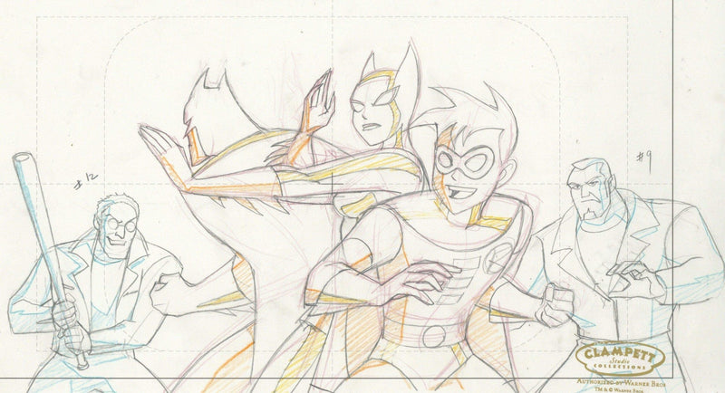 Batman, Mystery of the Batwoman Original Production Drawing: Robin,Batman, Batwoman, and Thugs - Choice Fine Art