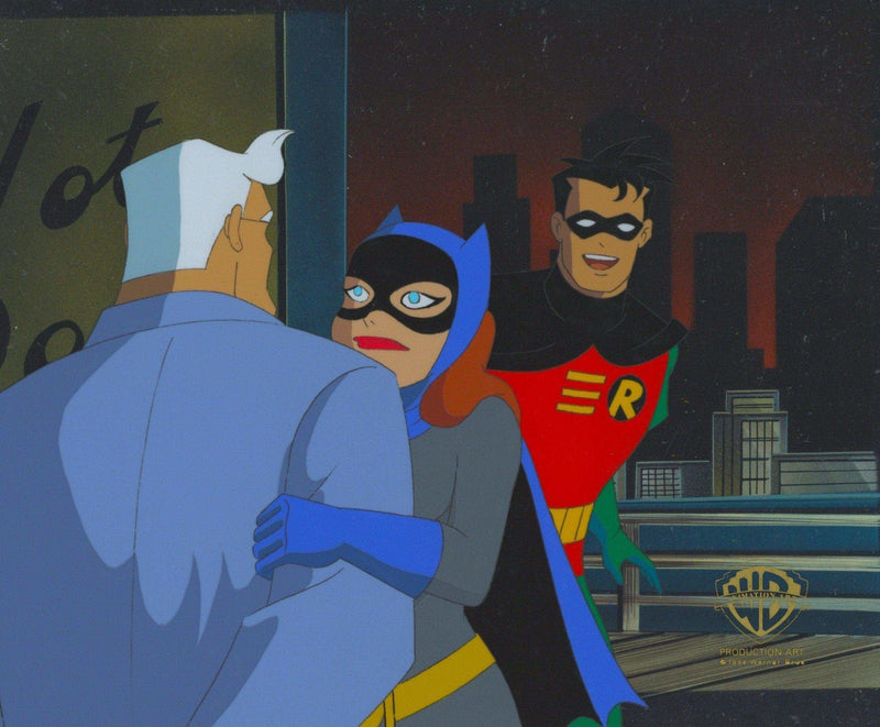 Batman The Animated Series Original Production Cel: Batgirl, Commissioner Gordon, and Robin - Choice Fine Art