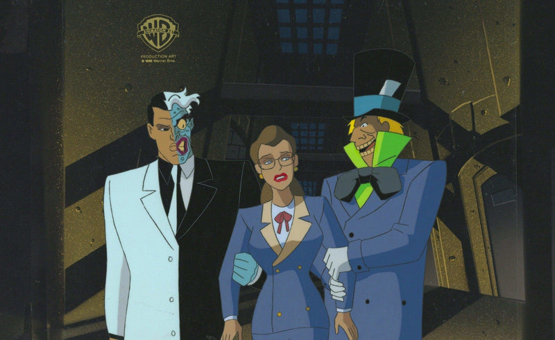 Batman The Animated Series Original Production Cel: Mad Hatter, Two-Face, Janet - Choice Fine Art