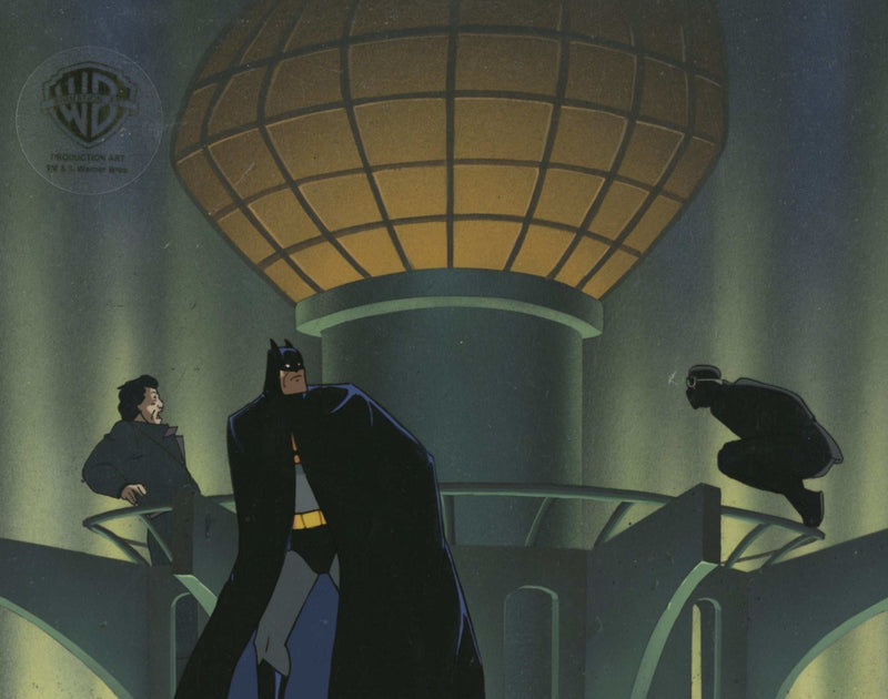 Batman The Animated Series Original Production Cel On Original Background: Batman, Twitch, and Shadow Agent - Choice Fine Art