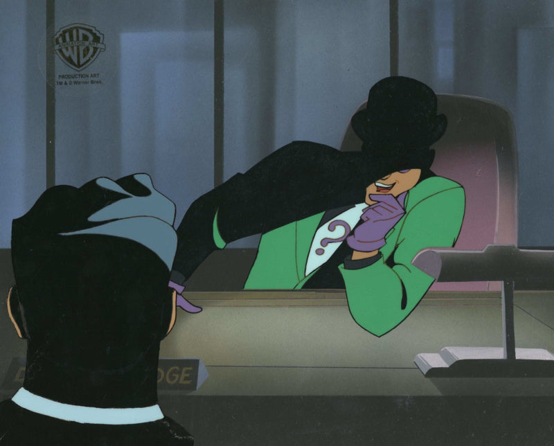 Batman The Animated Series Original Production Cel On Original Background: Riddler and Daniel Mockridge - Choice Fine Art