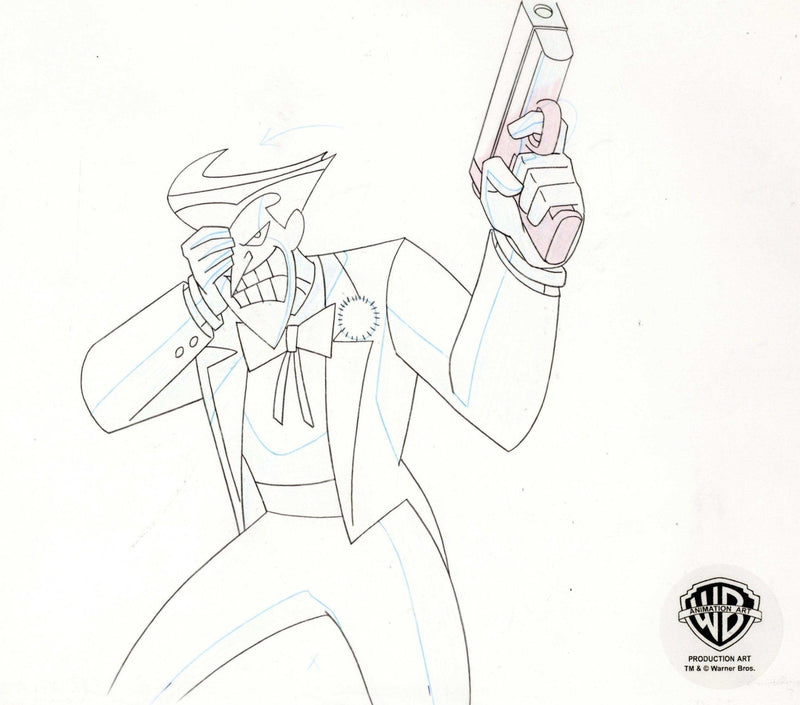 Batman The Animated Series Original Production Cel on Original Hand Painted Background With Matching Production Drawing: Joker - Choice Fine Art