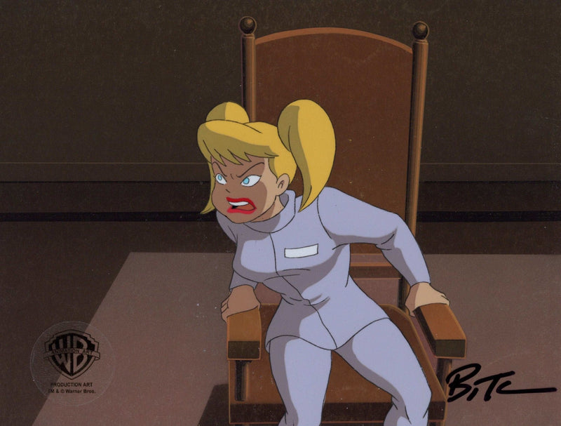 Batman The Animated Series Original Production Cel with Matching Drawing on Original Background signed by Bruce Timm: Harleen - Choice Fine Art