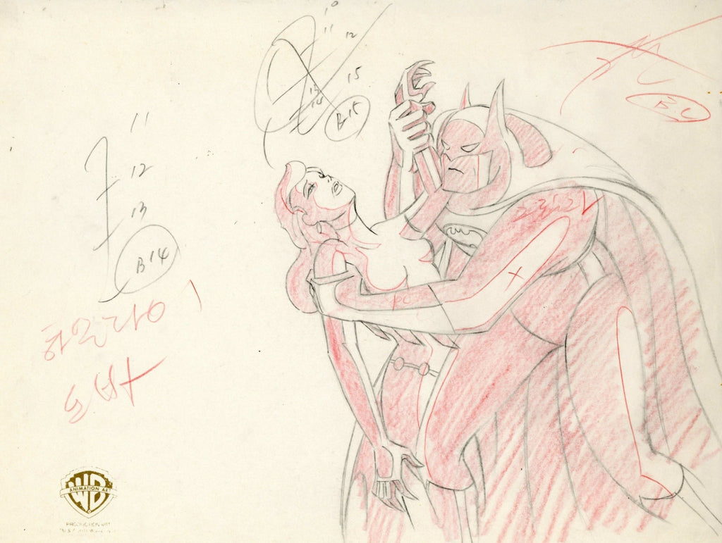 Batman The Animated Series Original Production Drawing: Batman and Poison Ivy - Choice Fine Art
