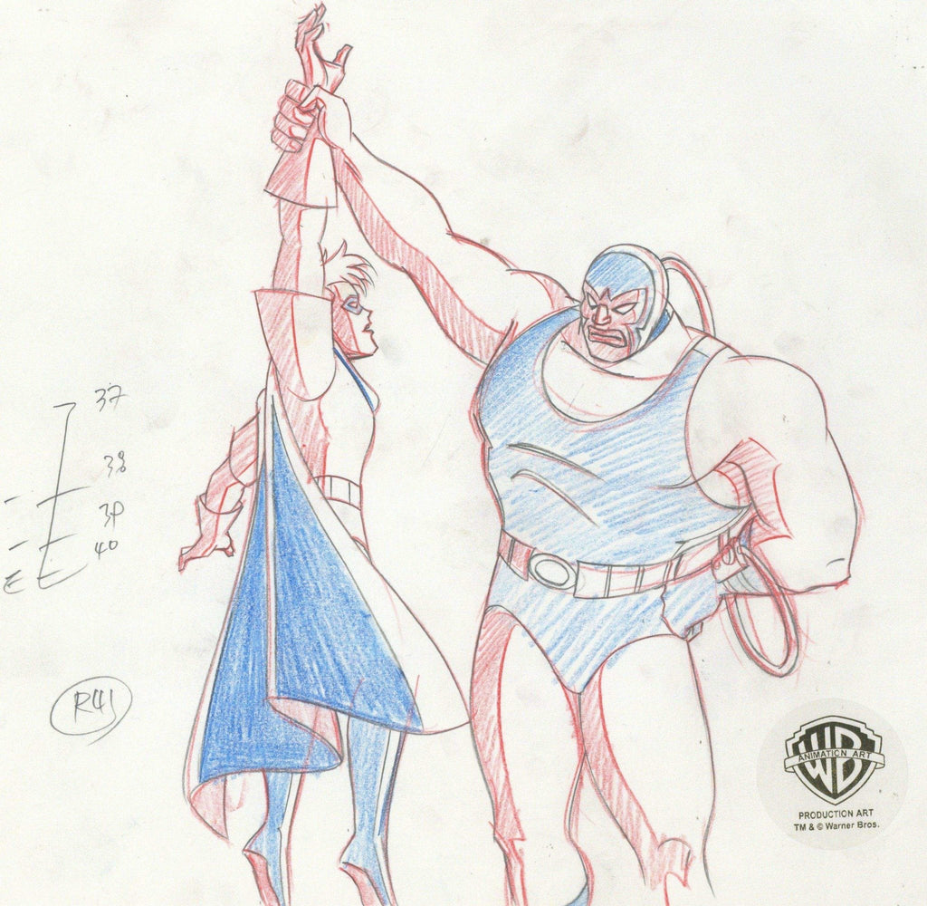 Batman The Animated Series Original Production Drawing: Robin and Bane - Choice Fine Art