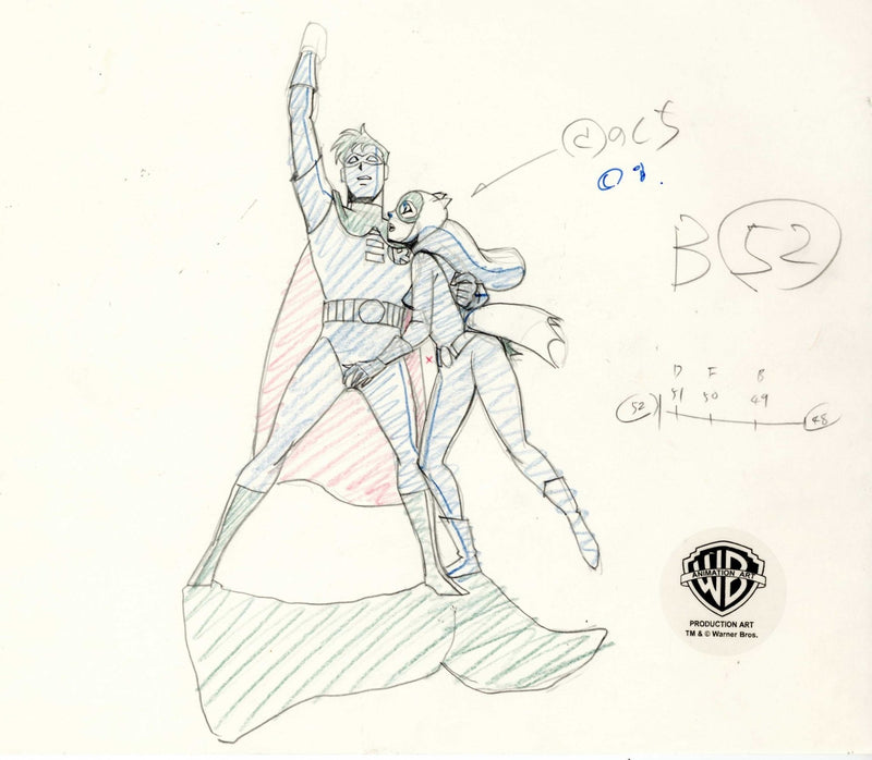 Batman The Animated Series Original Production Drawing: Robin and Batgirl - Choice Fine Art