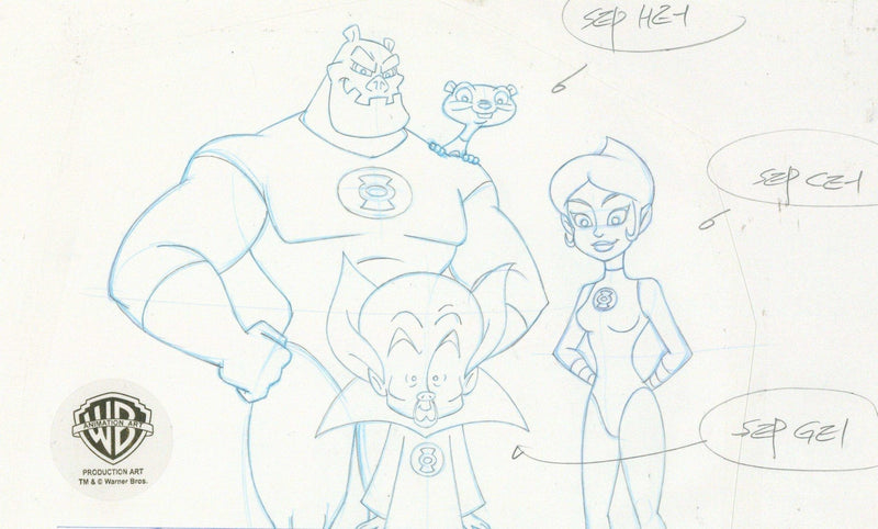 Duck Dodgers Original Production Drawing: Kilowag, Katma Tui, Ch'p, and Ganthet - Choice Fine Art