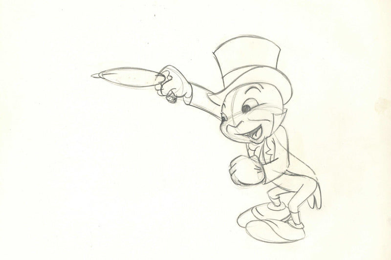 Jiminy Cricket Original Production Cel With Matching Drawing - Choice Fine Art