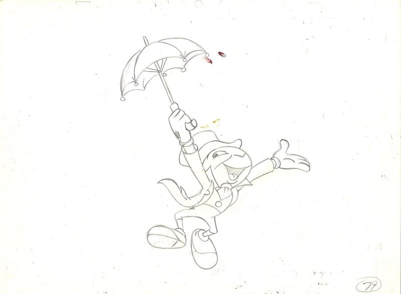 Jiminy Cricket Original Production Cel With Matching Drawing #79 - Choice Fine Art