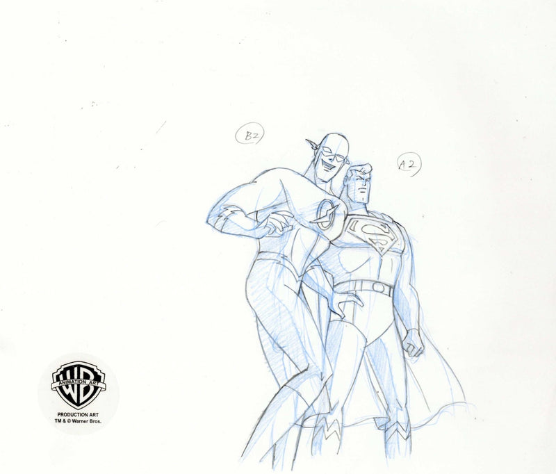 Justice League Original Production Drawing: Superman and Flash - Choice Fine Art