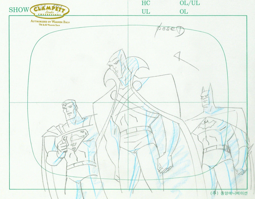 Justice League Original Production Drawing: Superman, Batman, and Martian Manhunter - Choice Fine Art