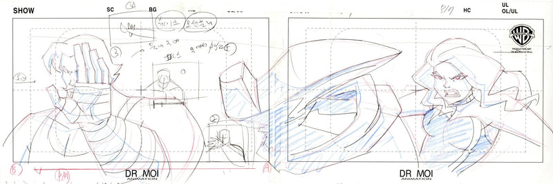 Justice League Original Production Panoramic Drawing: Green Arrow and Black Canary - Choice Fine Art