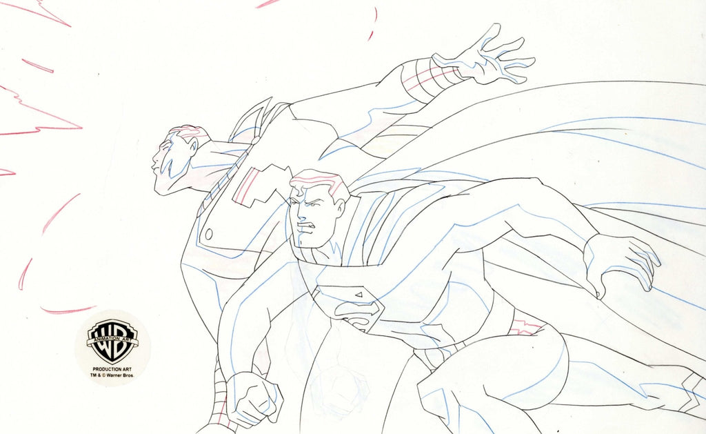 Justice League Unlimited Original Production Drawing: Superman and Captain Marvel - Choice Fine Art
