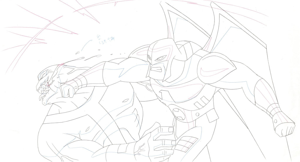 Justice League Unlimited Original Production Drawing: Warhawk and Parasite 2 - Choice Fine Art
