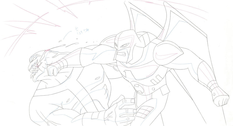Justice League Unlimited Original Production Drawing: Warhawk and Parasite 2 - Choice Fine Art