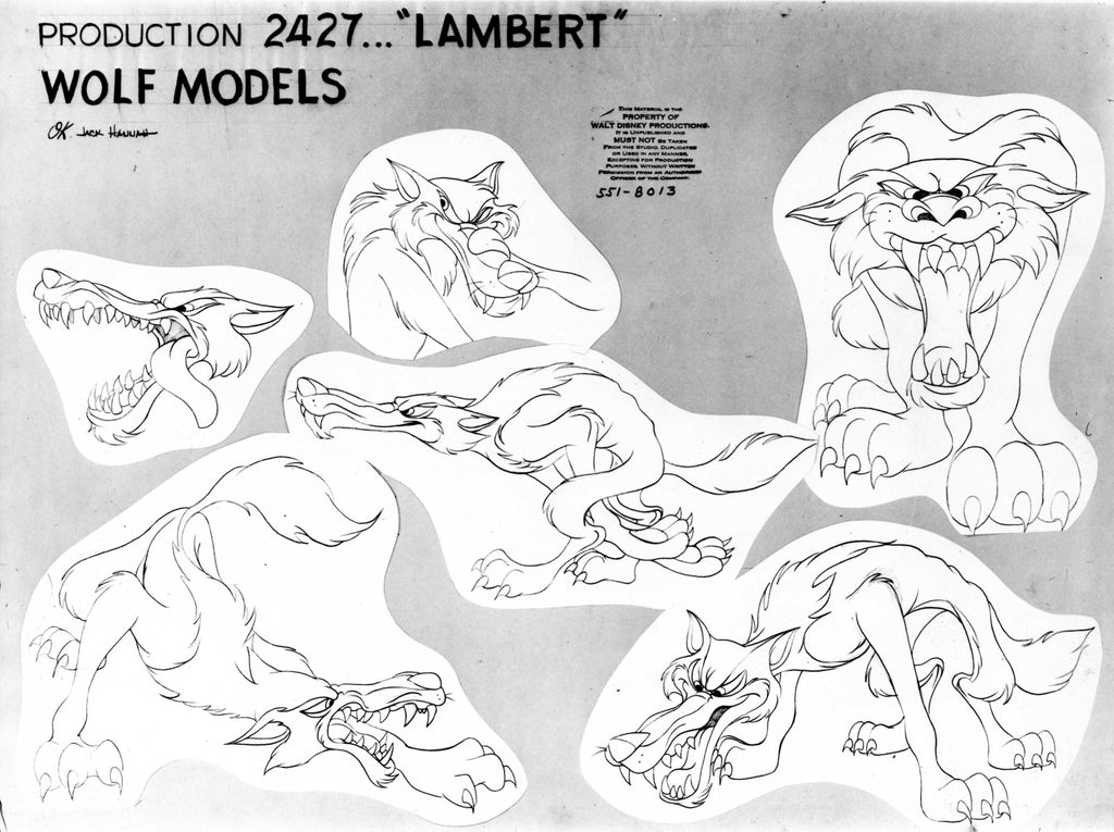 Lambert The Sheepish Lion Original Production Model Sheet: Wolf Models - Choice Fine Art