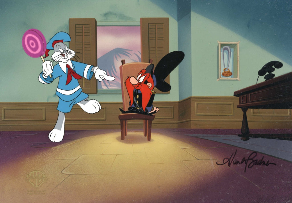 Looney Tunes Original Production Cel Signed by Alan Bodner: Bugs Bunny and Yosemite Sam - Choice Fine Art