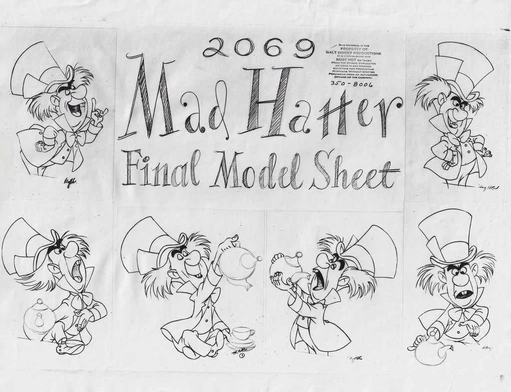 Mad Hatter Original Production Model Sheet - Choice Fine Art