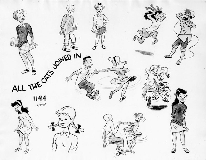 Make Mine Music "All the Cats Join In" Original Production Model Sheet: Multiple Characters, Dancing - Choice Fine Art