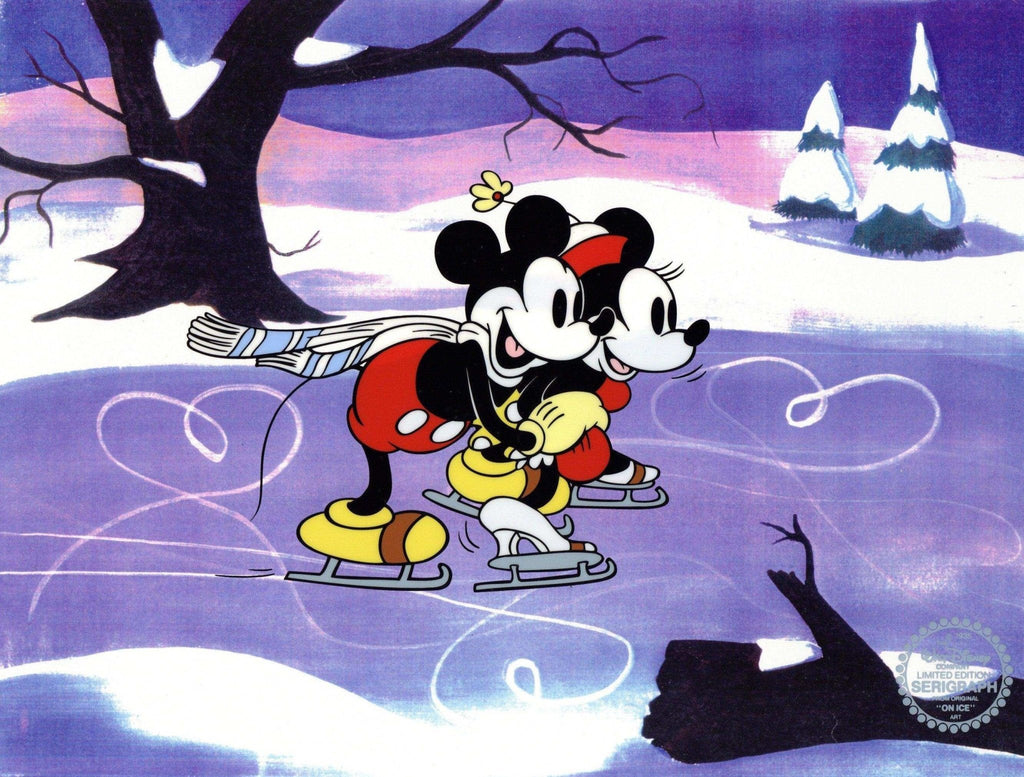 Mickey Mouse and Minnie Mouse Skating Lesson Sericel - Choice Fine Art
