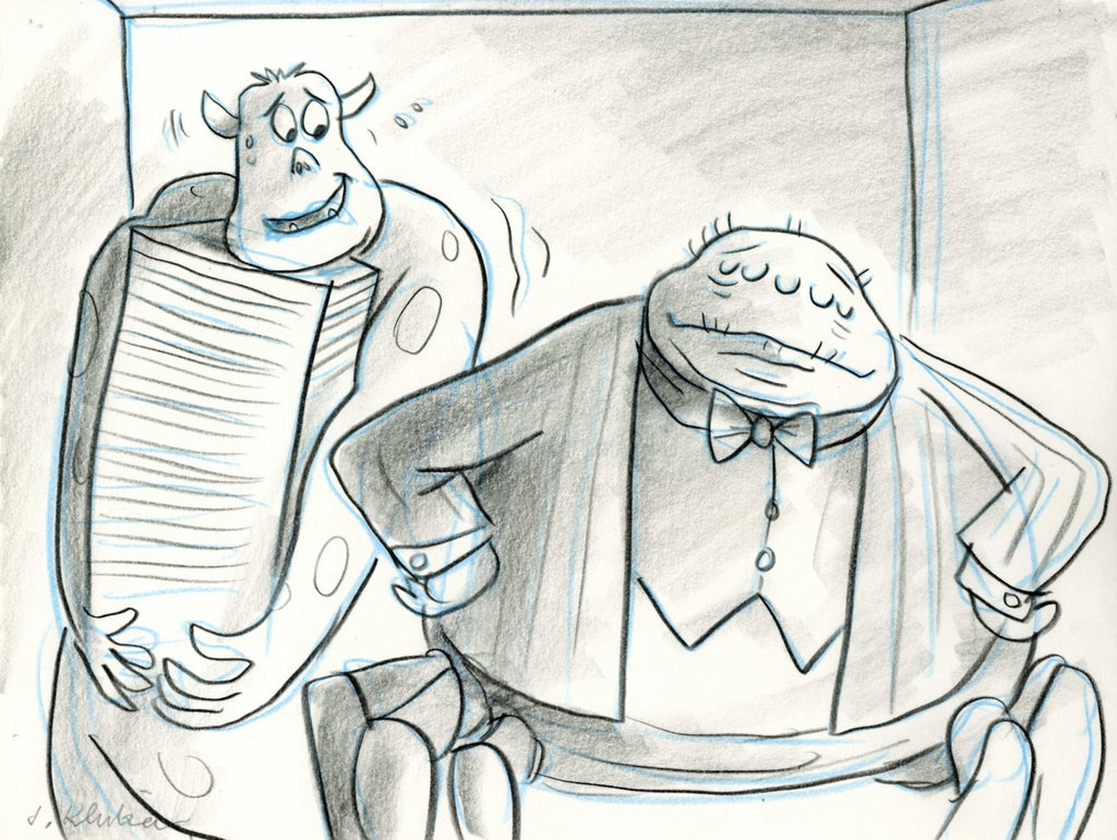 Monster's Inc Storyboard Drawing: Francis, Slim, and Heimlich - Choice Fine Art