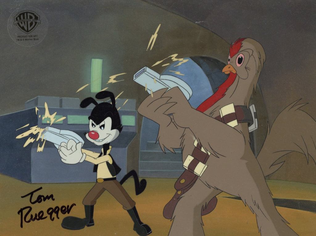 Pinky and the Brain Original Production Cel and Drawing Signed by Tom Ruegger: Yakko and Chicken Boo - Choice Fine Art