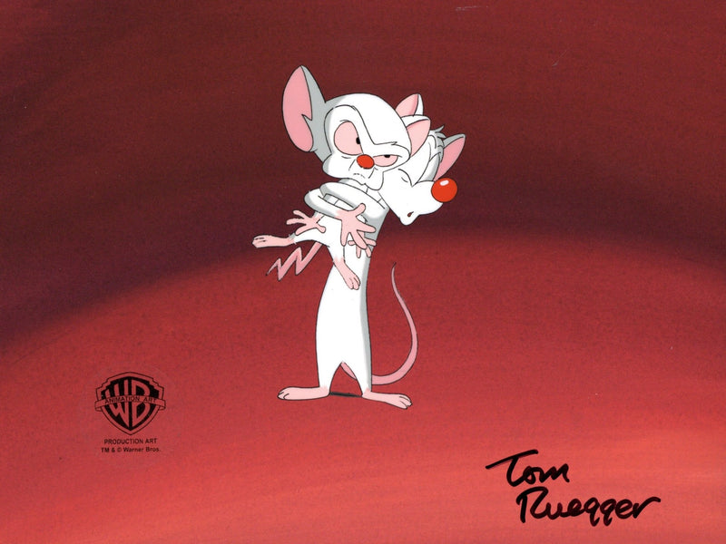 Pinky And The Brain Original Production Cel with Matching Drawing Signed by Tom Ruegger: Pinky and Brain - Choice Fine Art