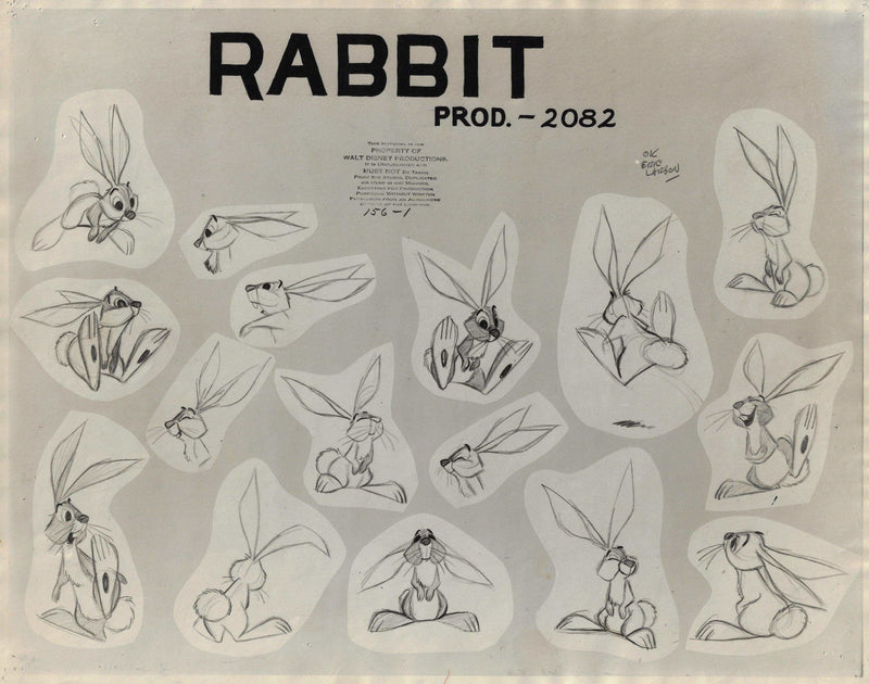 Rabbit from Sleeping Beauty Original Production Model Sheet - Choice Fine Art
