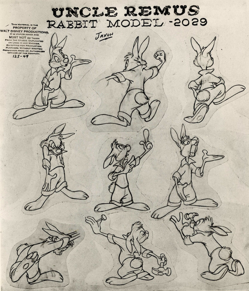 Song of the South Original Production Model Sheet: Uncle Remus Rabbit Model - Choice Fine Art