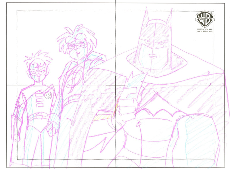 Static Shock Original Production Drawing: Batman, Robin, and Static Shock - Choice Fine Art