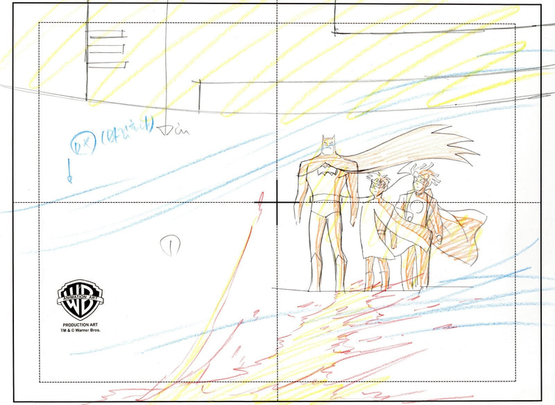 Static Shock Original Production Layout Drawing: Batman, Robin, Static Shock - Choice Fine Art