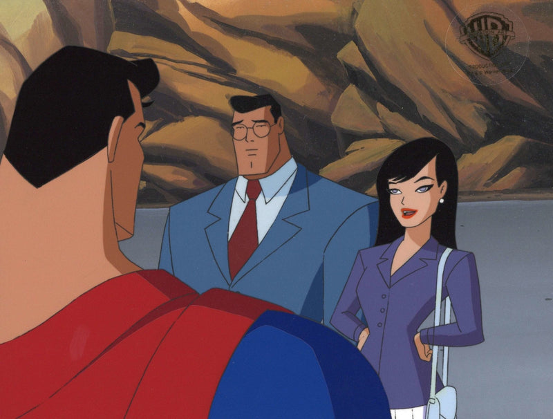 Superman the Animated Series Original Production Cel on Original Background: Bizarro, Lois Lane, Clark Kent - Choice Fine Art