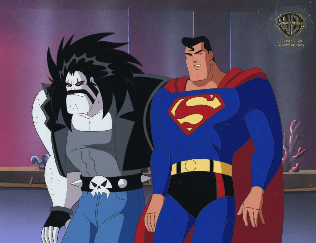 Superman the Animated Series Original Production Cel on Original Background: Superman and Lobo - Choice Fine Art