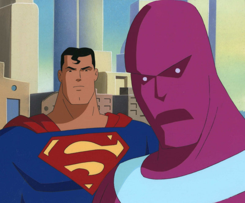 Superman the Animated Series Original Production Cel on Original Background: Superman and Parasite - Choice Fine Art