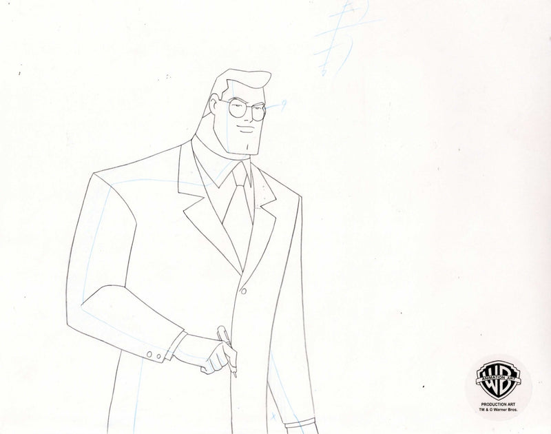 Superman the Animated Series Original Production Cel on Original Background With Matching Drawing: Clark Kent, Jimmy Olsen, and Volcana - Choice Fine Art