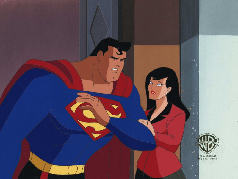 Superman the Animated Series Original Production Cel On Original Hand-Painted Production Background: Superman and Lois - Choice Fine Art