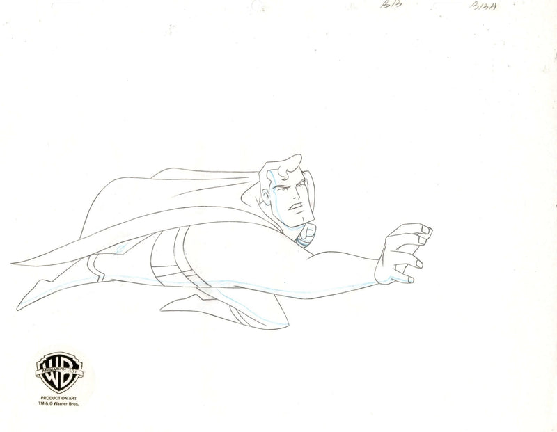 Superman The Animated Series Original Production Cel with Matching Drawing signed by Bruce Timm: Superman - Choice Fine Art