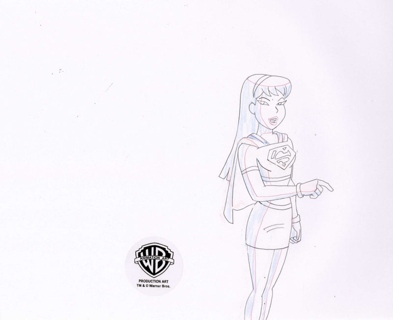 Superman the Animated Series Original Production Cel With Matching Drawing: Superman and Supergirl - Choice Fine Art