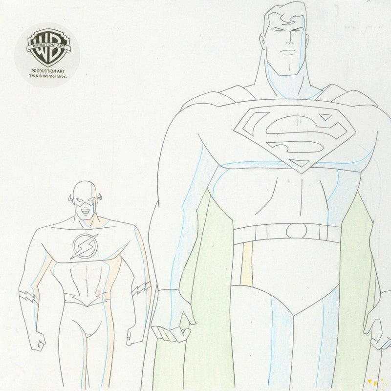 Superman the Animated Series Original Production Drawing: Superman and The Flash - Choice Fine Art