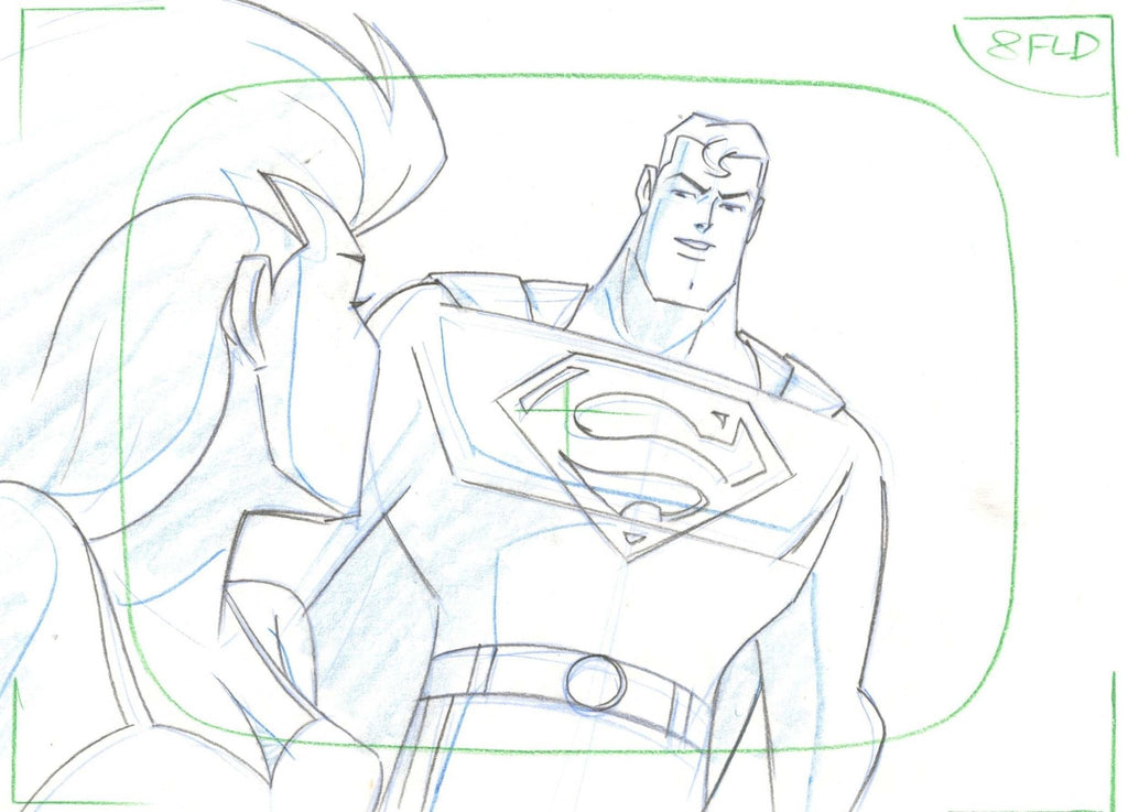 Superman the Animated Series Original Production Drawing: Superman and Volcana - Choice Fine Art